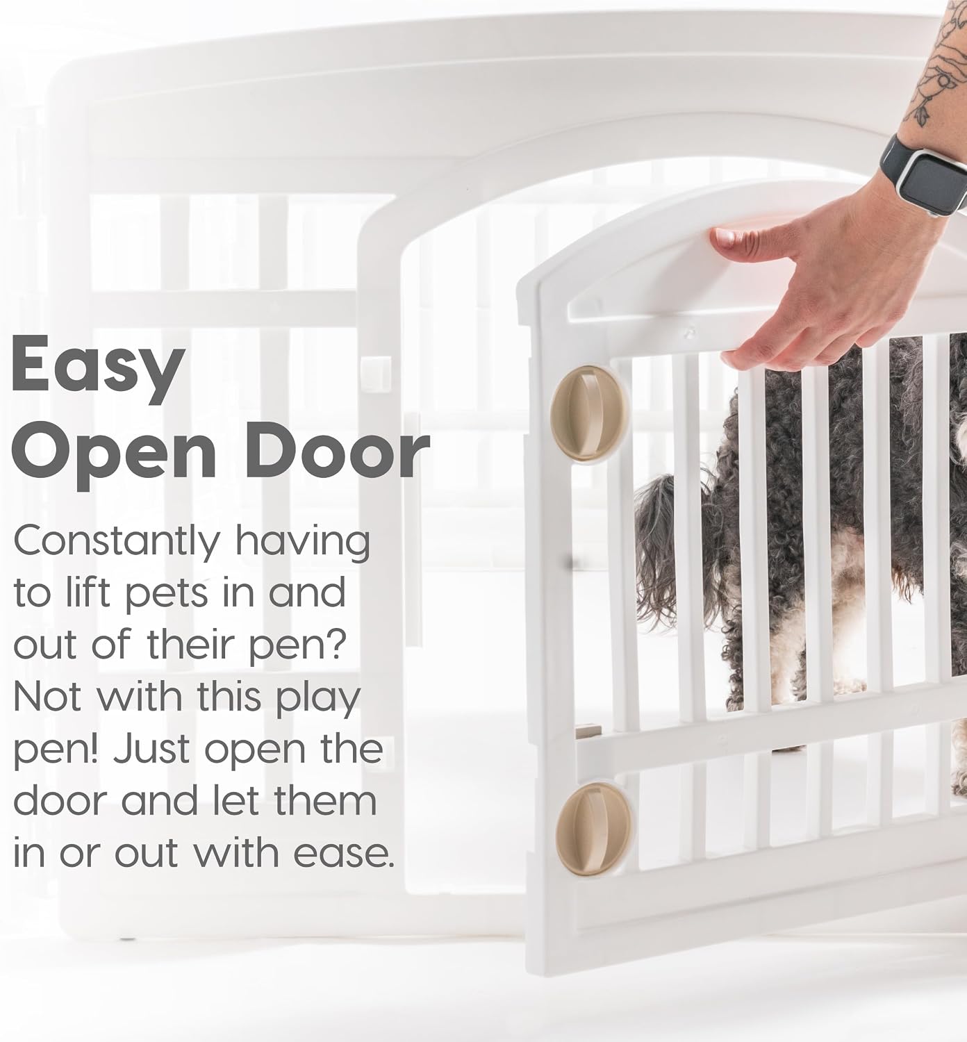 IRIS USA 24" Dog Playpen with Door, 4-Panel Small Dog Playpen, No-Chew Heavy-Duty Plastic for Safe Indoor Use