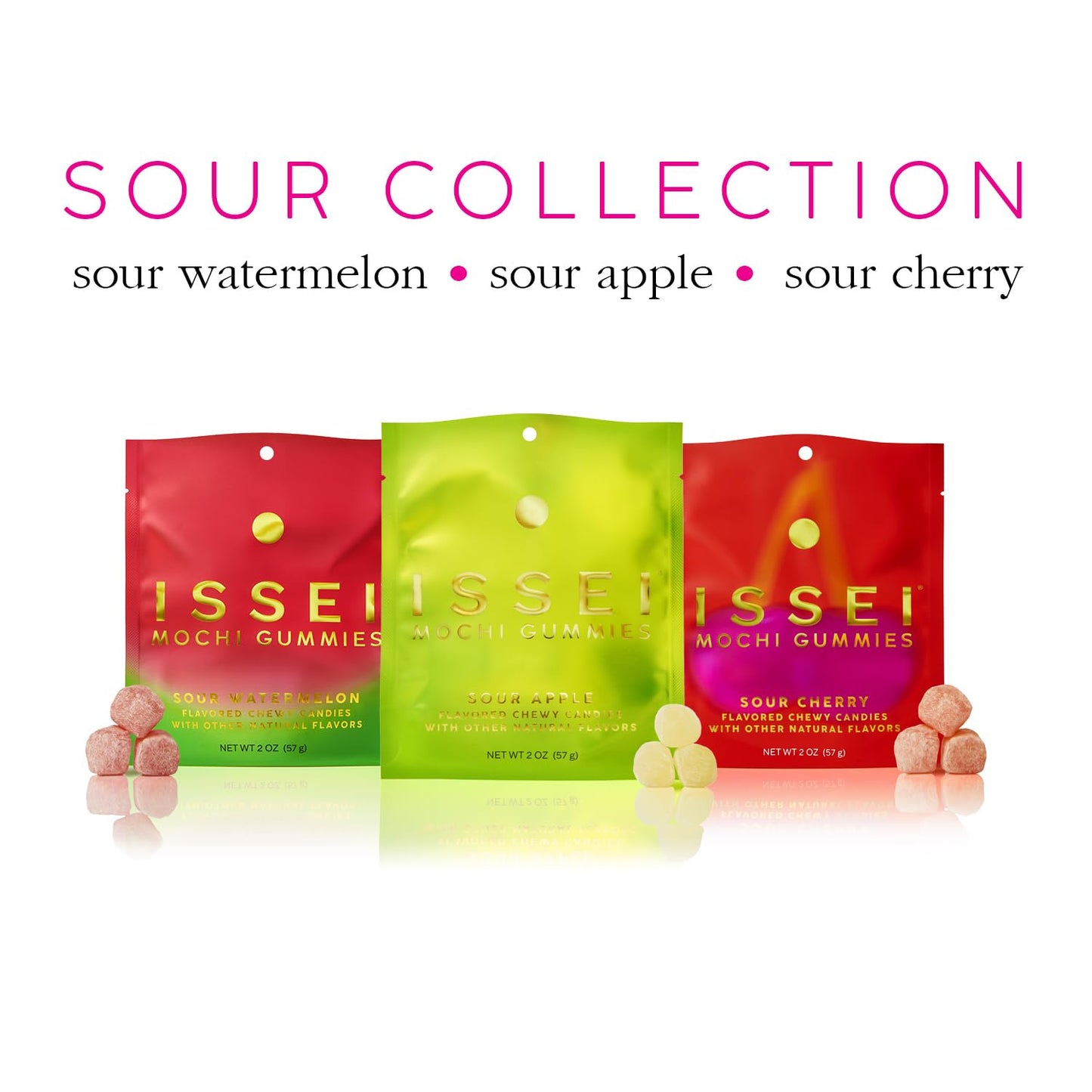 ISSEI Sour Cherry Mochi Gummies | Lunchbox Treat for School | Dye-Free Candy Kids Love