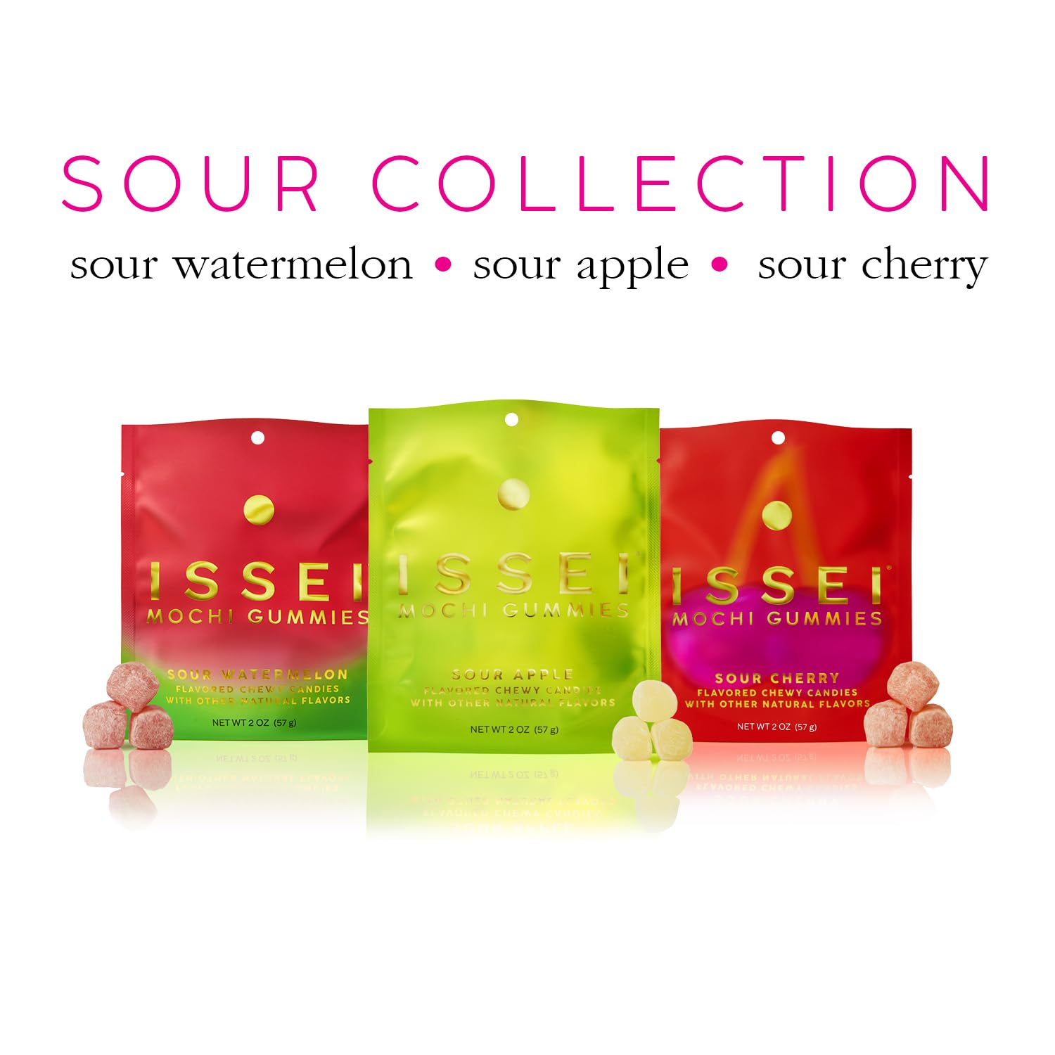 ISSEI Sour Cherry Mochi Gummies | Lunchbox Treat for School | Dye-Free Candy Kids Love