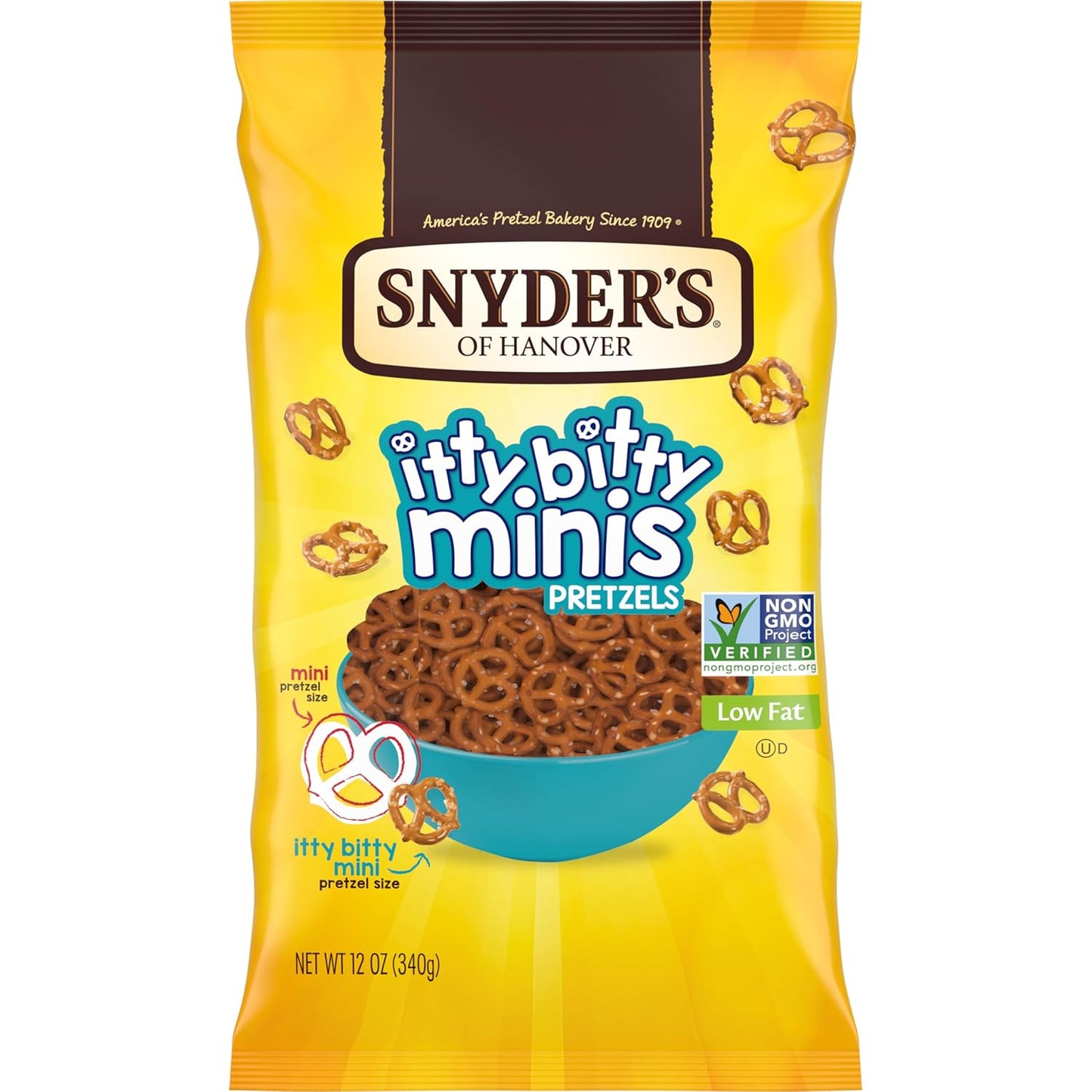 itty bitty mini pretzel size designed for small snackers and portion control