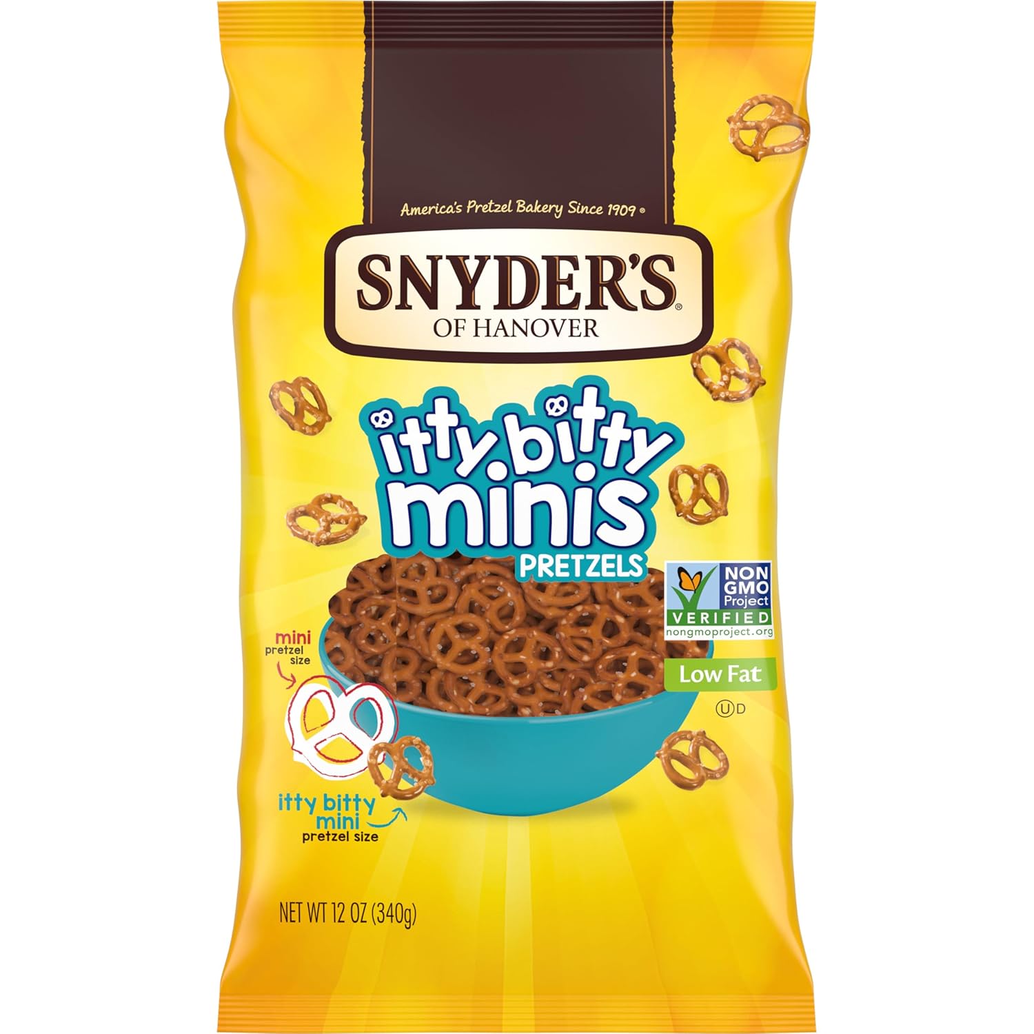 itty bitty mini pretzel size designed for small snackers and portion control