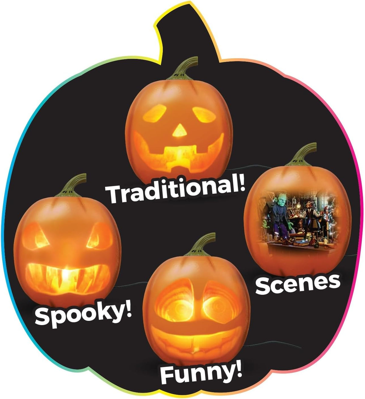 Jabberin' Jack Motion Sensor XL Pumpkin Projector – Kid-Friendly Halloween Decor for Playroom and Bedroom with No Flame, No Wax, and Auto-Activating Animation