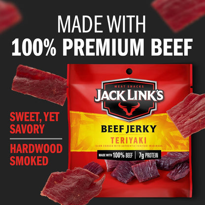 Jack Link's Beef Jerky Variety Pack - Original and Teriyaki - Lunchbox Snack for Elementary Kids and After-School Fuel, 9 Single-Serve Bags