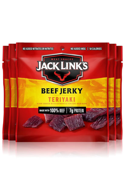 Jack Link's Beef Jerky Variety Pack - Original and Teriyaki - Lunchbox Snack for Elementary Kids and After-School Fuel, 9 Single-Serve Bags