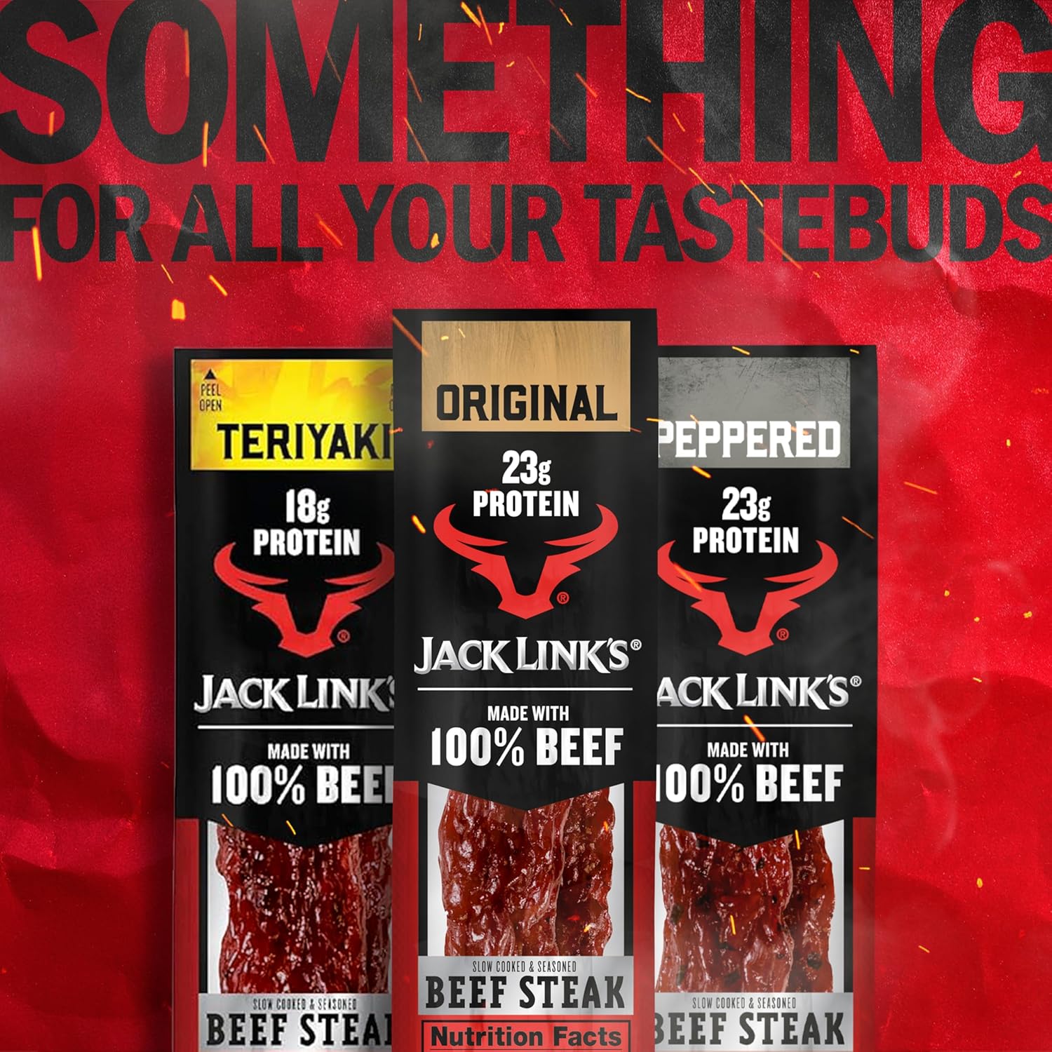 Jack Link's Beef Steak, Original - Desk-Drawer Protein for Office Professionals, 23g per Single Serving