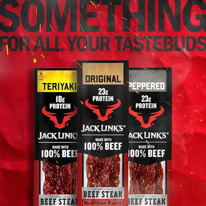 Jack Link's Beef Steak, Original - Desk-Drawer Protein for Office Professionals, 23g per Single Serving