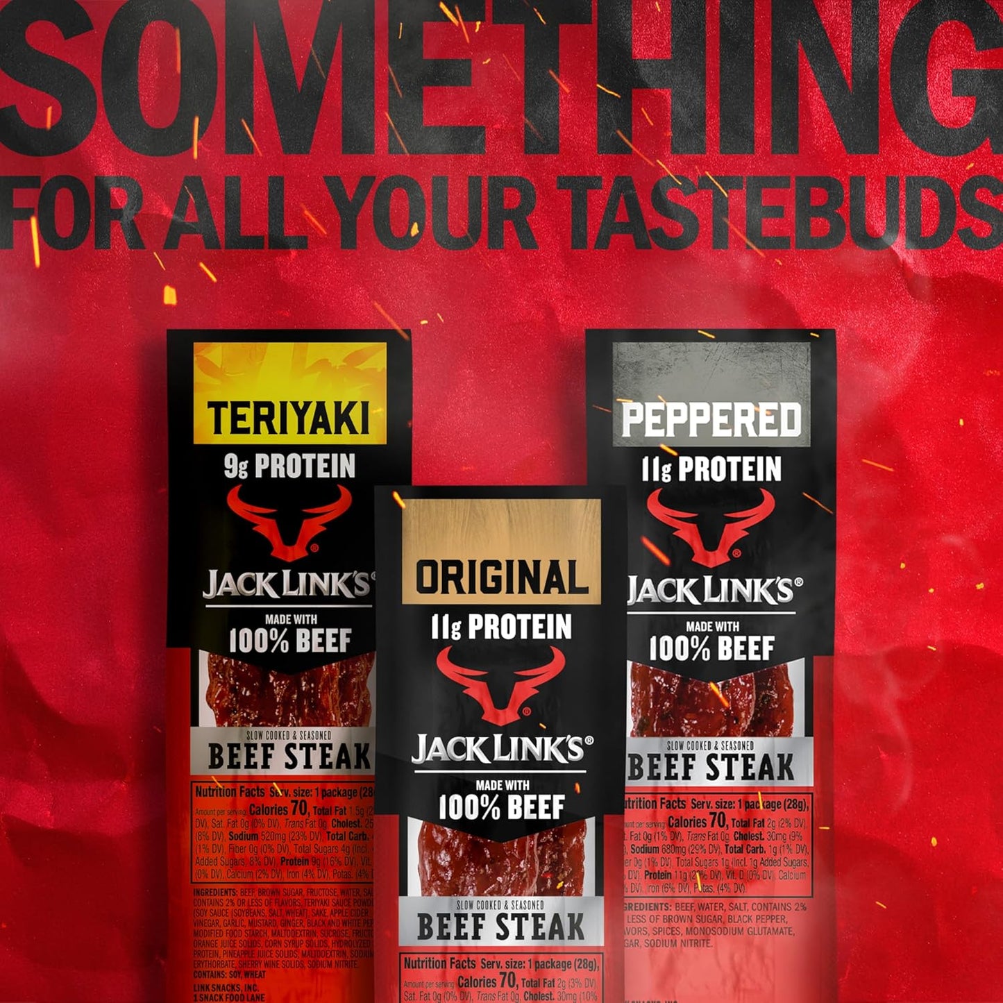 Jack Link's Beef Steak Sticks – High-Protein Keto Snack with 11g Protein and Only 1g Carbs