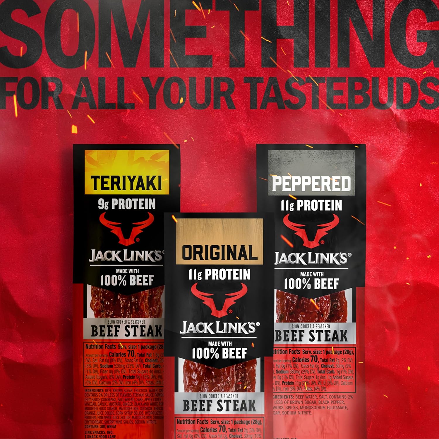 Jack Link's Beef Steak Sticks – High-Protein Keto Snack with 11g Protein and Only 1g Carbs