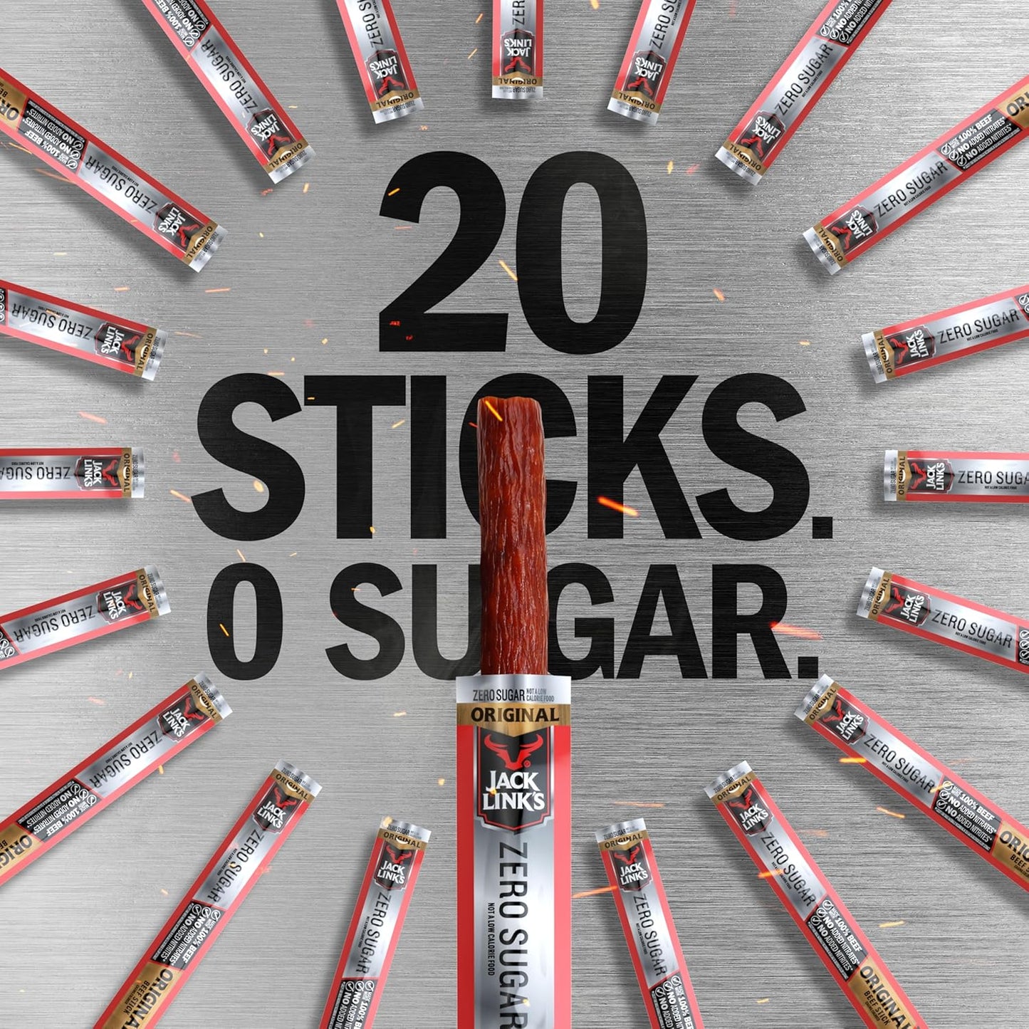 Jack Link's Original Zero Sugar Beef Sticks – Lunchbox Ready Protein Sticks for School Snack and Backpack Filling