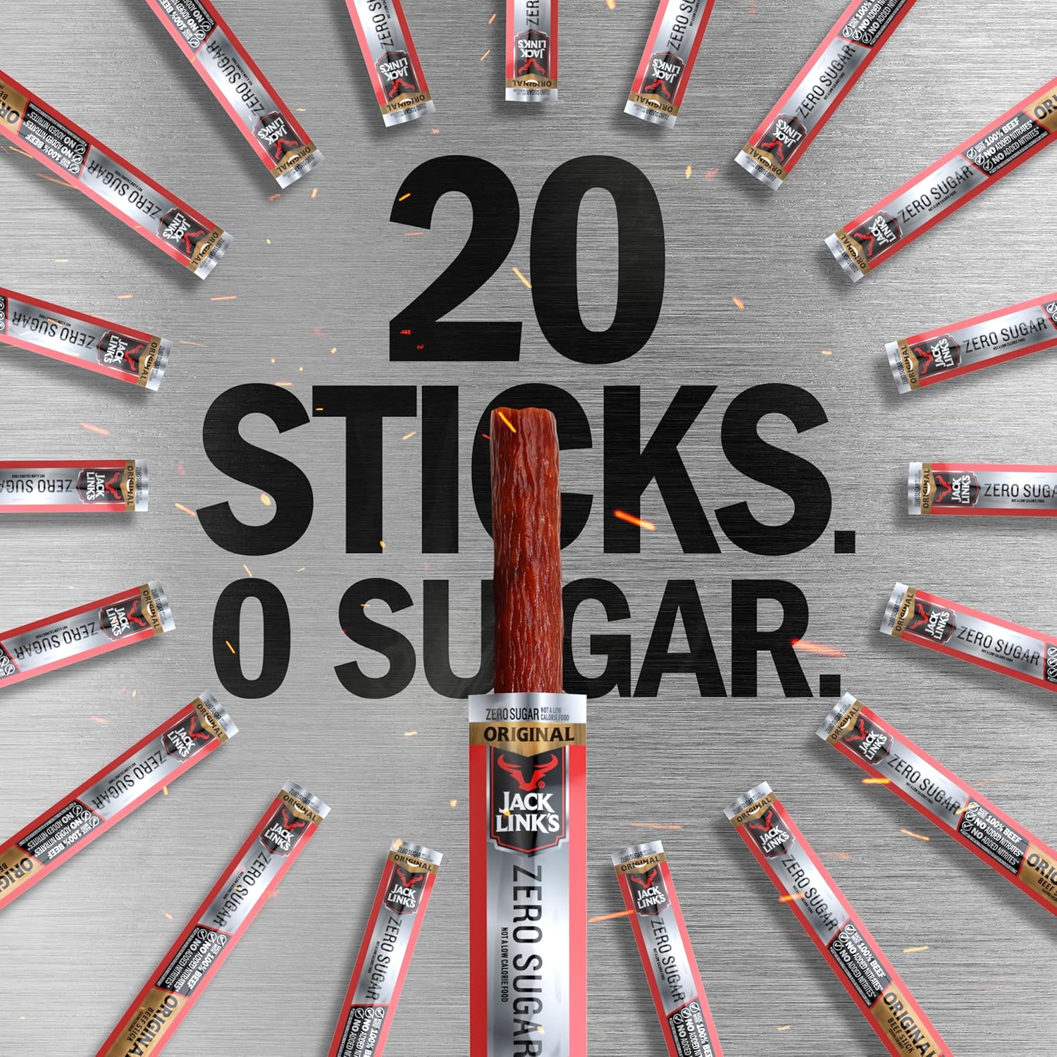 Jack Link's Original Zero Sugar Beef Sticks – Lunchbox Ready Protein Sticks for School Snack and Backpack Filling
