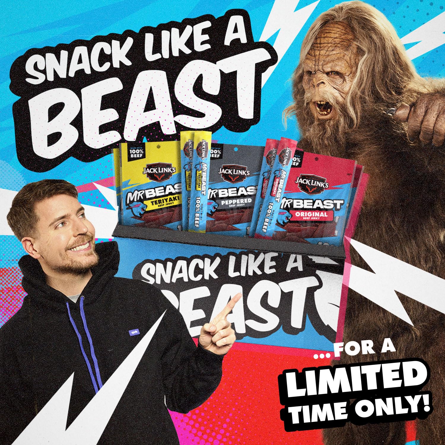 Jack Link's x MrBeast Beef Jerky Variety Box – Stomach-Friendly Protein Snack for Sensitive Digestion and Post-Surgery Recovery