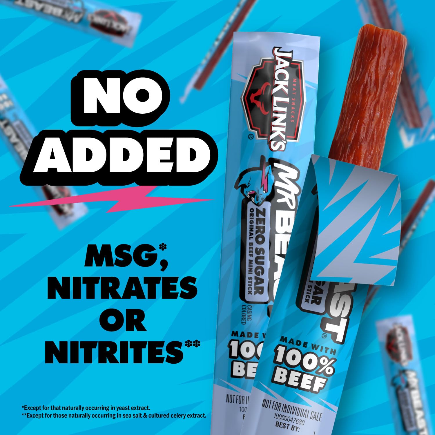Jack Link's x MrBeast Zero Sugar Mini Beef Sticks – Mess-Free Hiking and Trail Snack, 12 Individually Wrapped Sticks