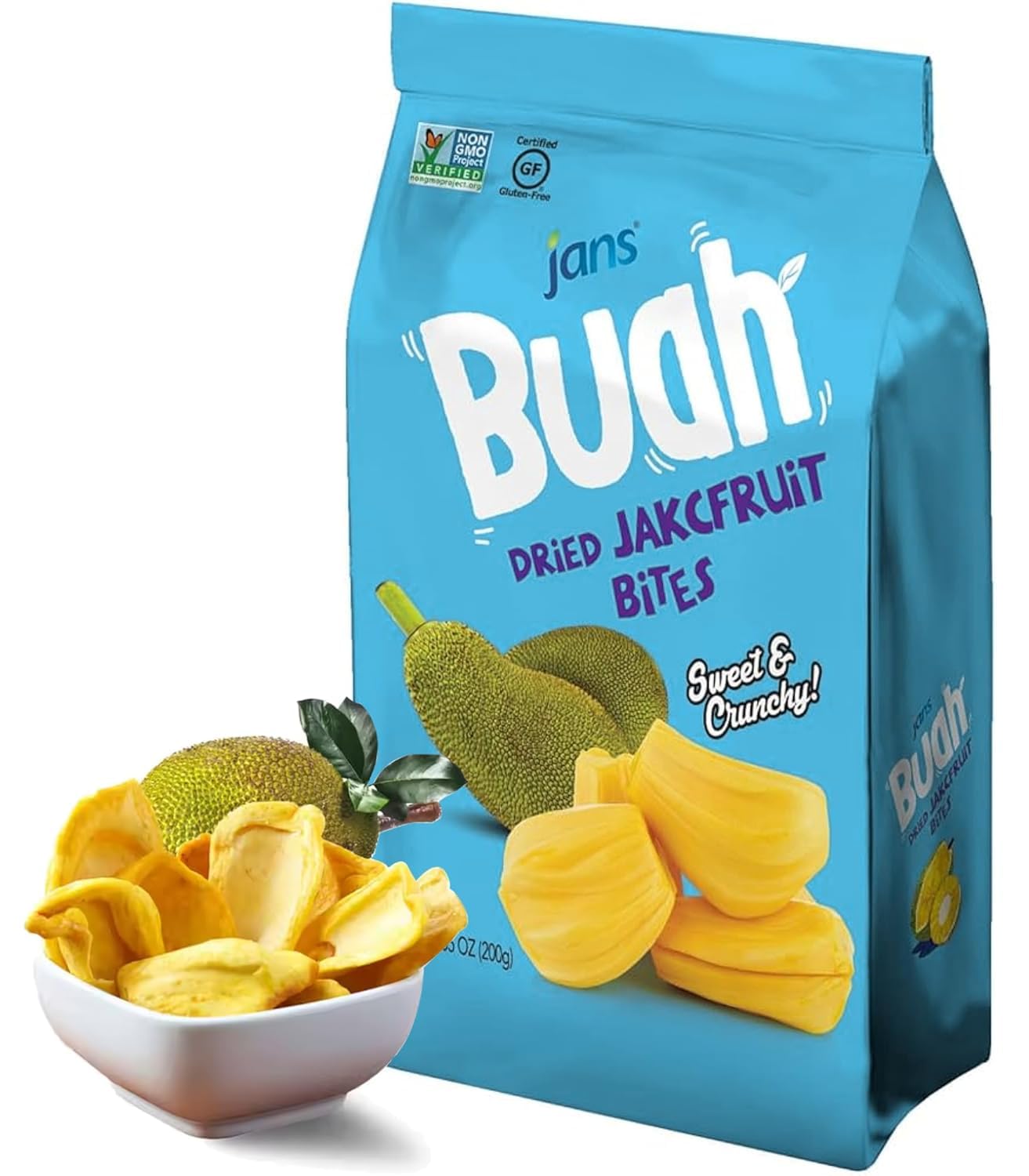 Jans Buah Freeze Dried Jackfruit Chips 7 Oz – Guilt-Free Mindful Snack for Workday Reset, Naturally Sweet Fruit Bites