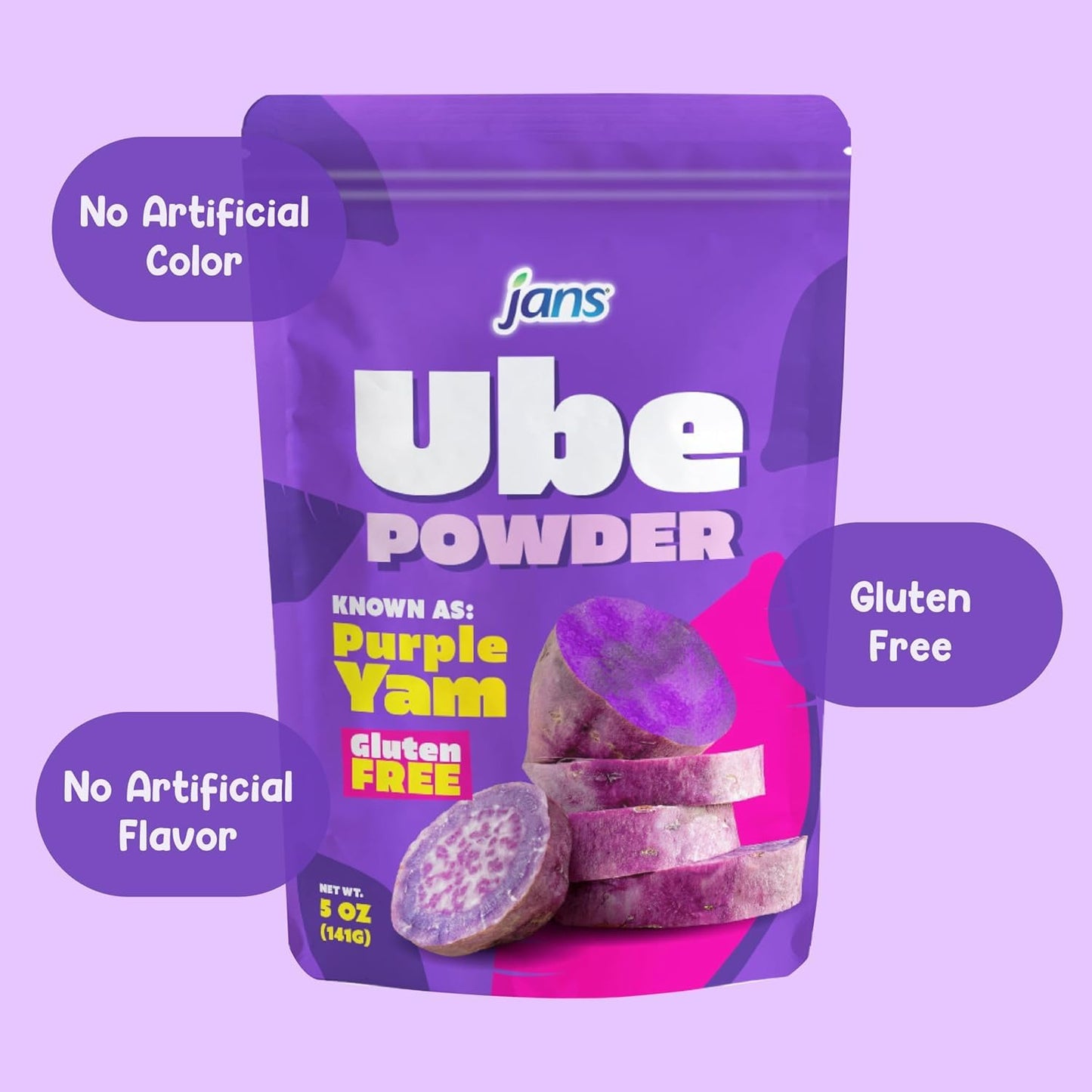 Jans Ube Powder for Baking, 5 oz | Clean-Ingredient Purple Yam for Mindful Home Cooking