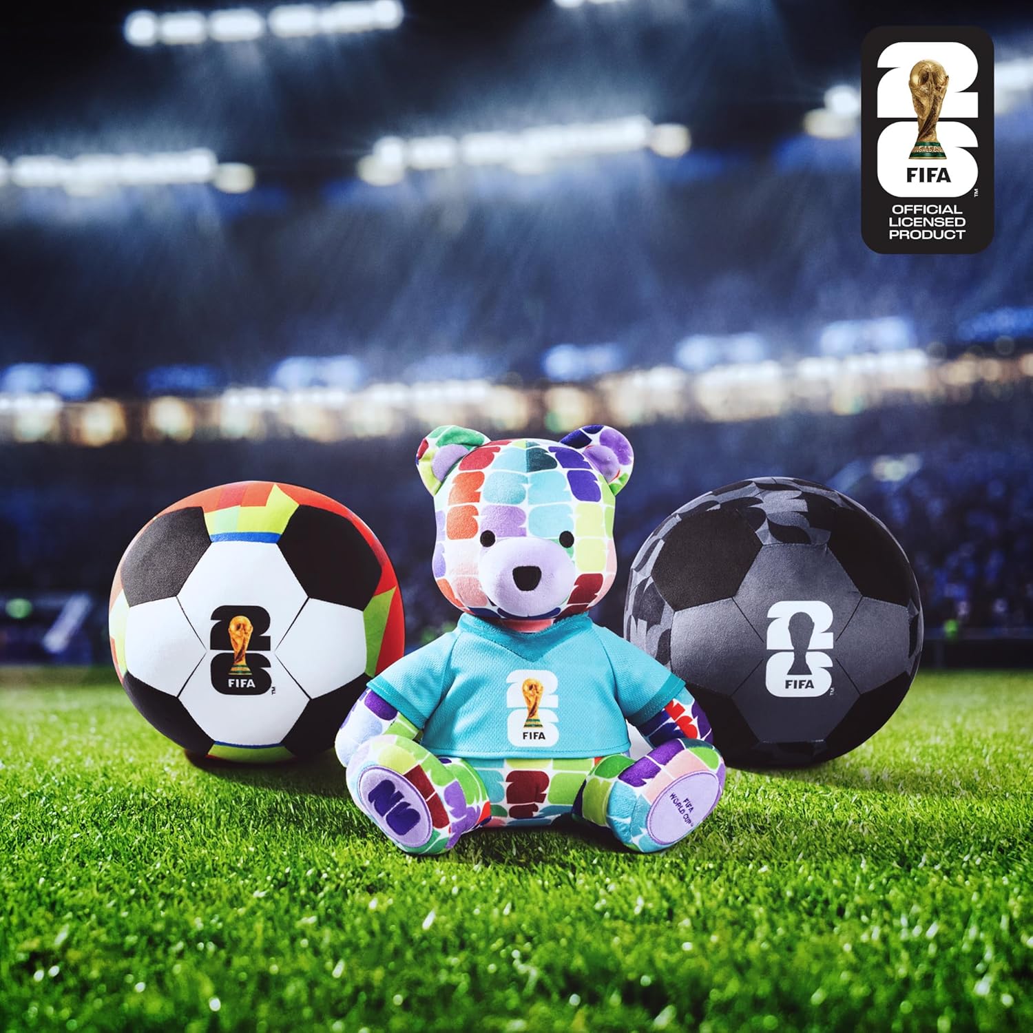 Jazwares FIFA World Cup 2026 10-Inch Colorful Bear Plush – Birthday Gift for Soccer Fans, Official Collectible for Men and Women