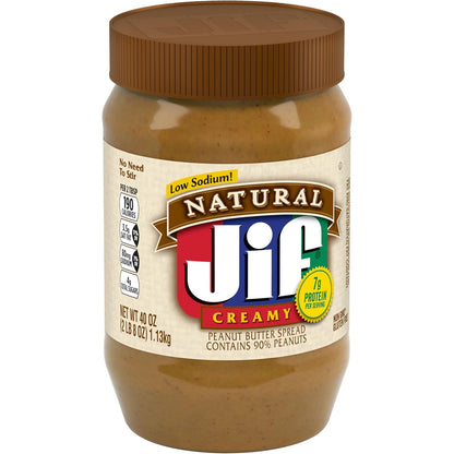 Jif Natural Creamy Peanut Butter Spread – Practical Hostess Gift for Housewarmings, Pack of 2