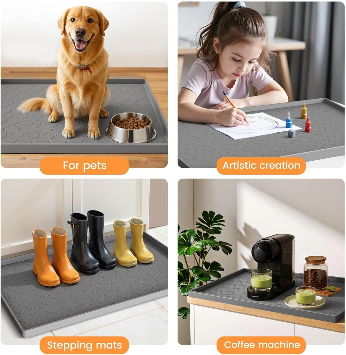 Jin&Bao Under Sink Leak Protector Mat 34" x 22" – Waterproof Silicone Tray That Prevents Slip Hazards from Plumbing Drips