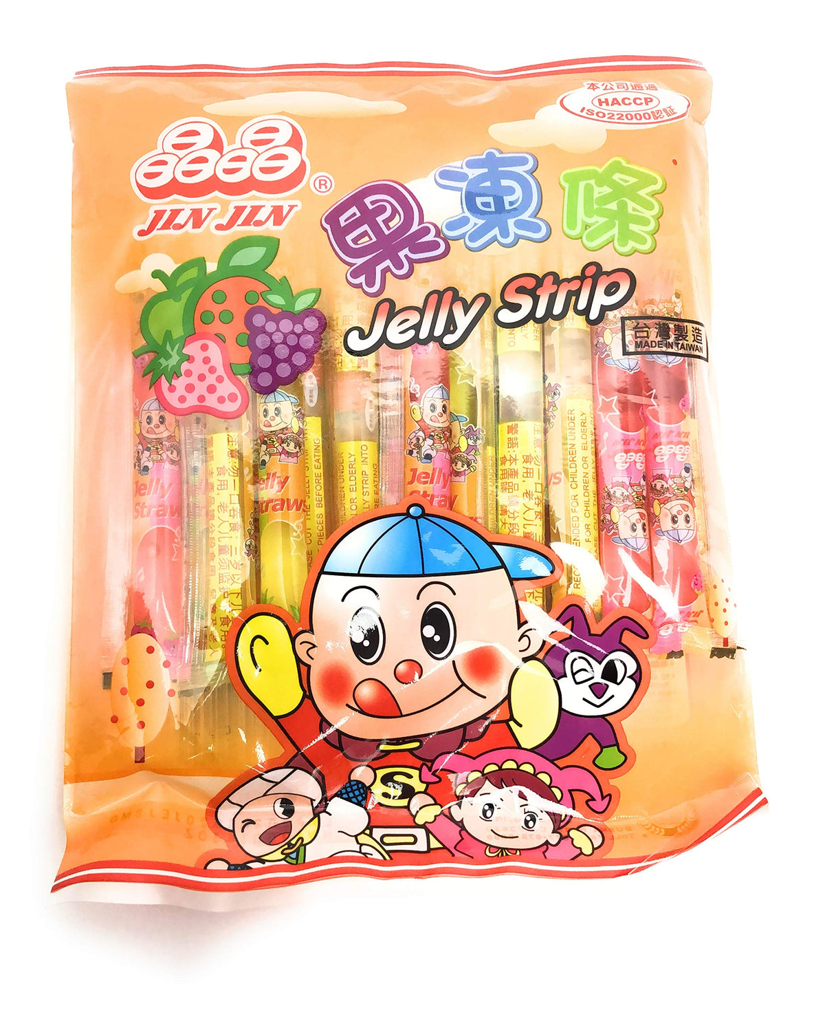 Jin Jin - Jelly Strip (Jelly Filled Straws in Assorted Flavors) - Net Wt. 14.1 Oz.