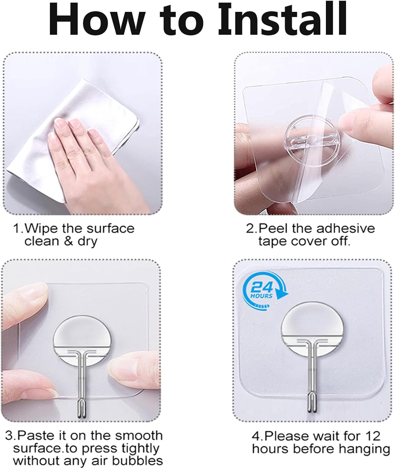 JINSHUNFA Adhesive Wall Hooks – Decorative Coat Hook for Living Room and Entryway, 8 Pack