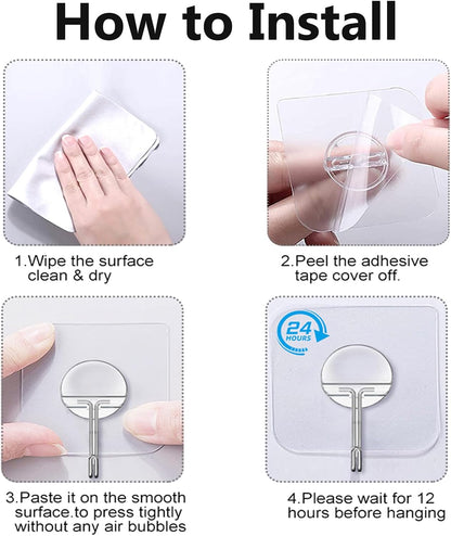 JINSHUNFA Adhesive Wall Hooks – Decorative Coat Hook for Living Room and Entryway, 8 Pack