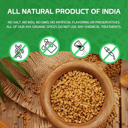 Jiva Organic Fenugreek Seeds 7 Ounce – Whole Fenugreek Seeds for Maple-Scented Hair Steams, Potent Spice Infusions & Sensory Calm
