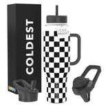 Coldest Tumbler with Handle and Straw – Engraved Style Stainless Steel Tumbler Christmas Gift for Mom and Dad