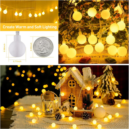 JMEXSUSS 100 LED Shatterproof Globe String Lights – UL Certified Low Voltage Flameless Lights with Timer for Safe Bedroom and Home Use