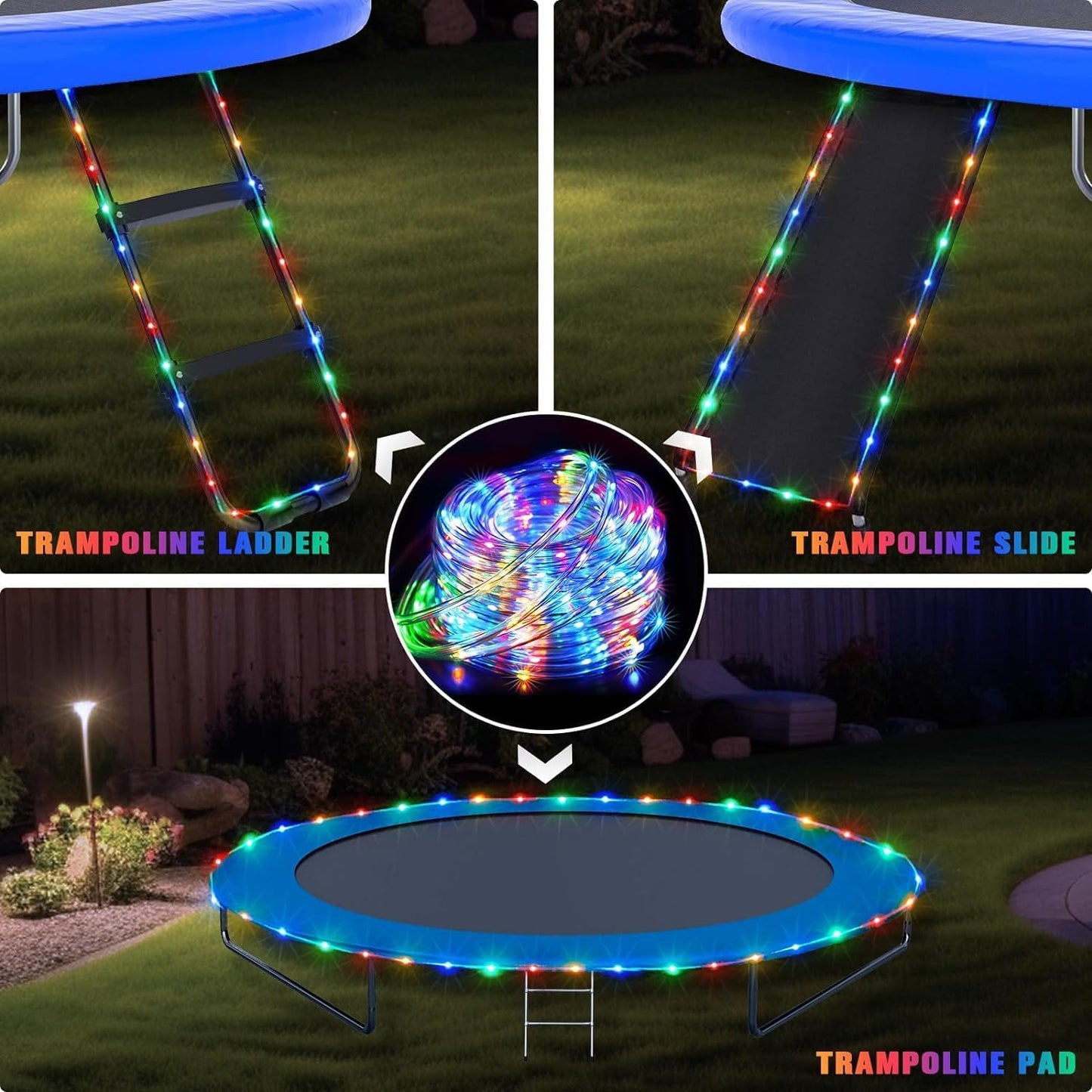 JMEXSUSS 2 Pack Outdoor Rope Lights – IP67 Battery String Lights for Trampoline, Gazebo, and Patio