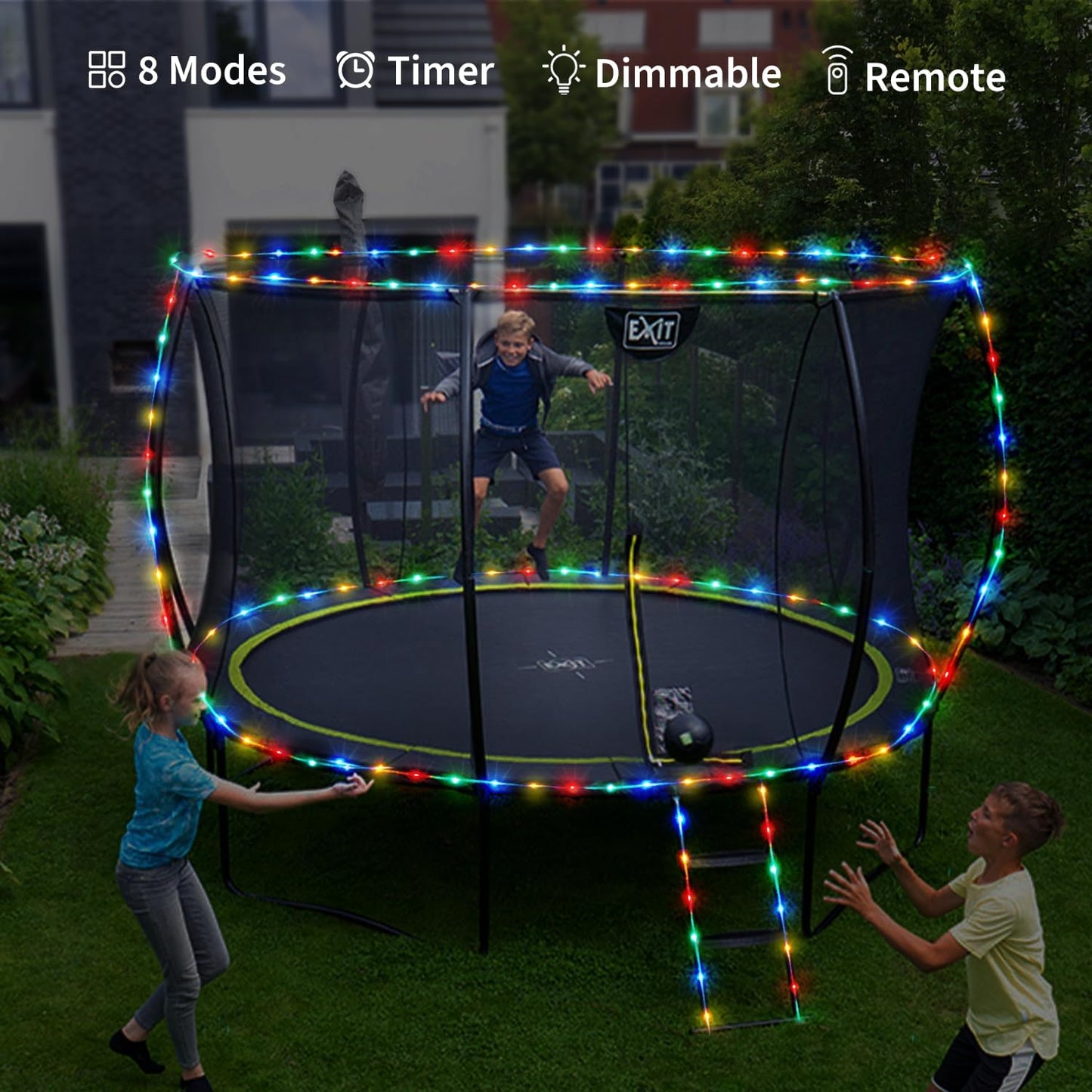 JMEXSUSS 2 Pack Outdoor Rope Lights – IP67 Battery String Lights for Trampoline, Gazebo, and Patio
