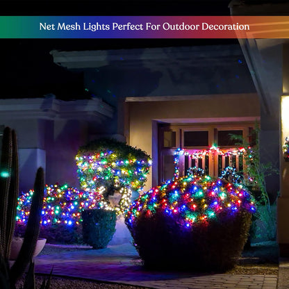JMEXSUSS 320 LED Solar Net Lights – Uncluttered Patio Lighting with Single Mesh Layer, No Cords