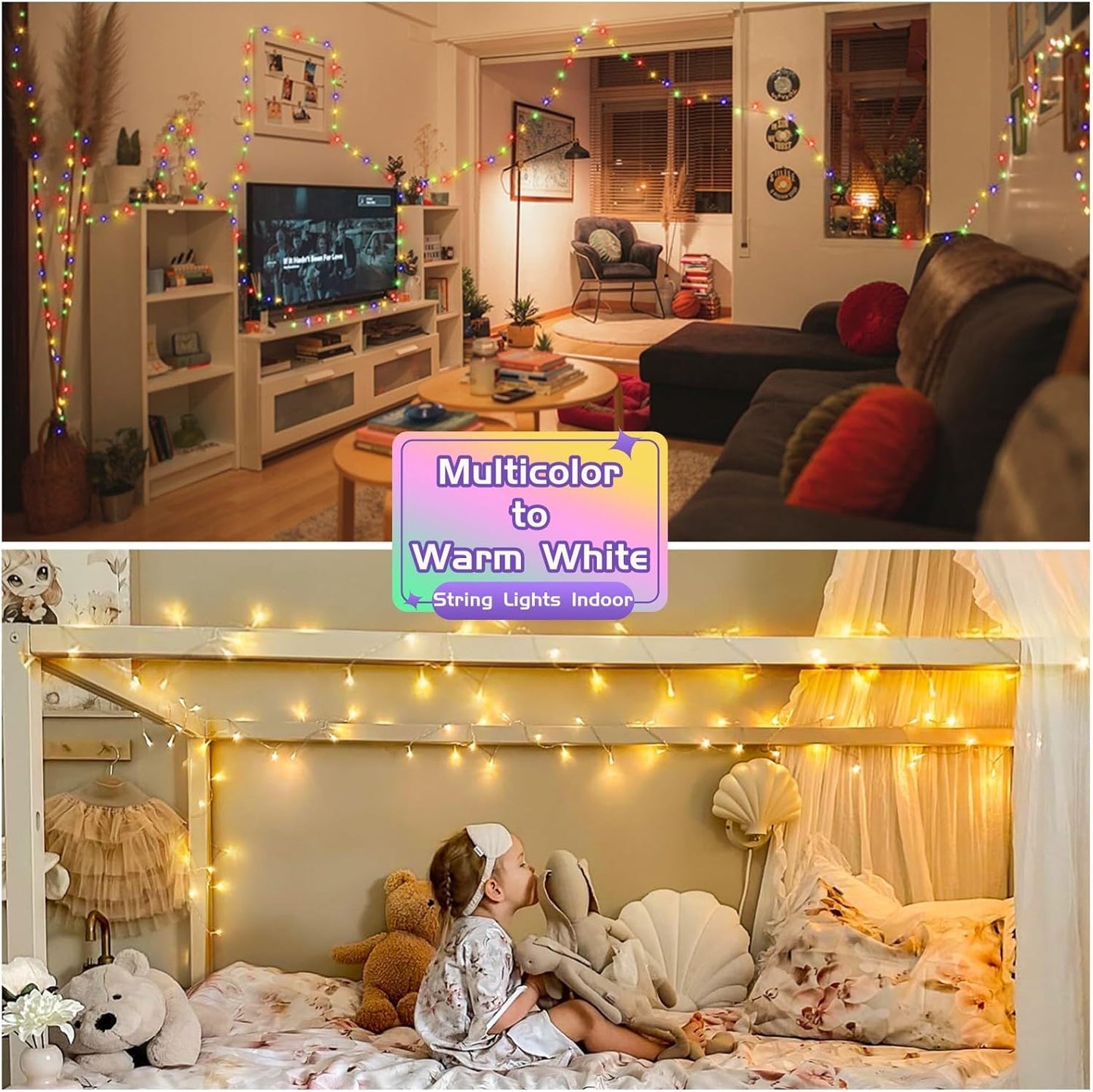 JMEXSUSS 66ft Cool-Touch LED String Lights – Safe Color-Changing Fairy Lights for Girls Bedroom, Nursery, and Playroom