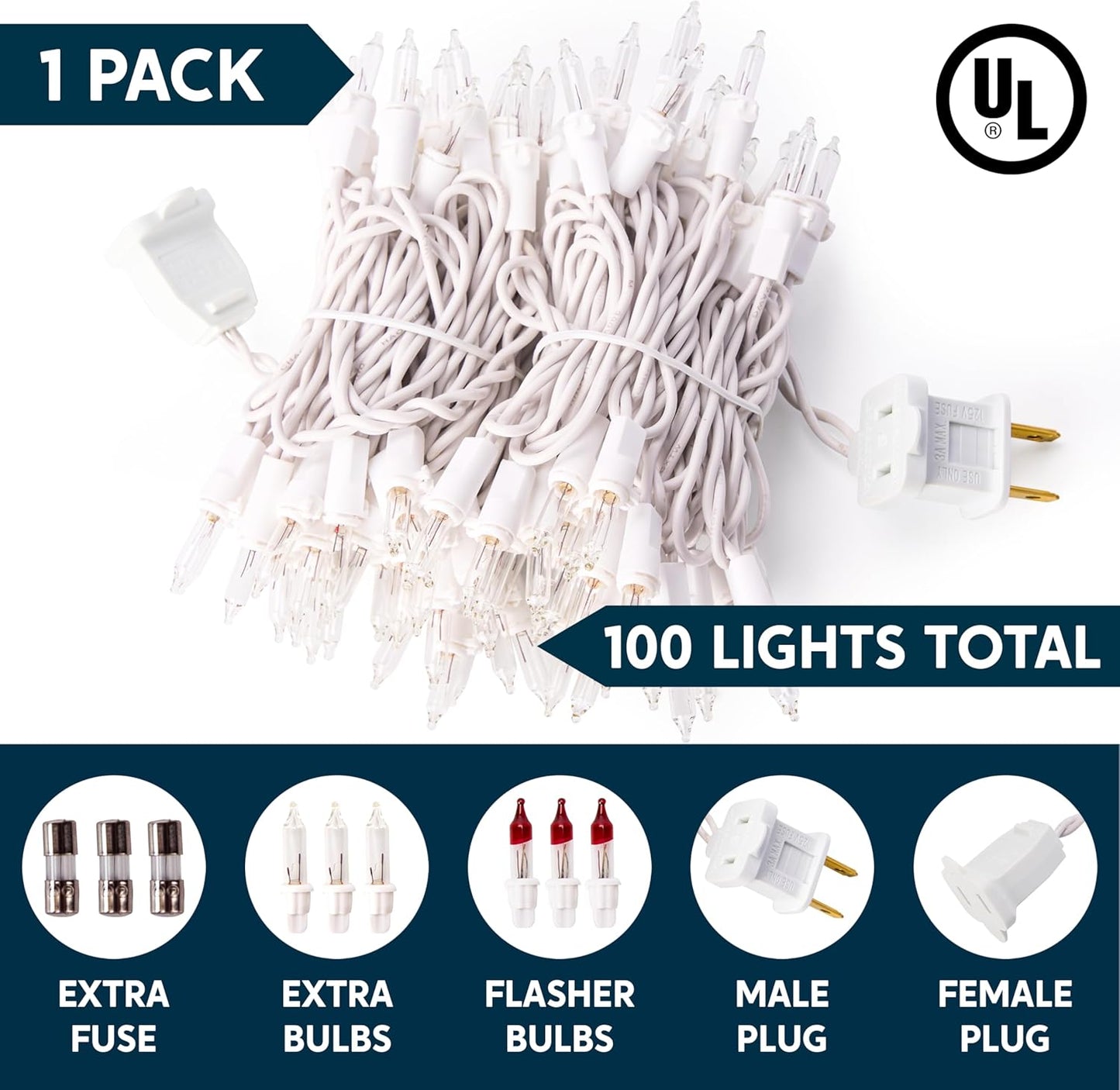JOIEDOMI Incandescent T5 String Lights – 21.4FT White Wire Accent Lighting for Fireplace, Stair Railing, and Reading Nook Aesthetic
