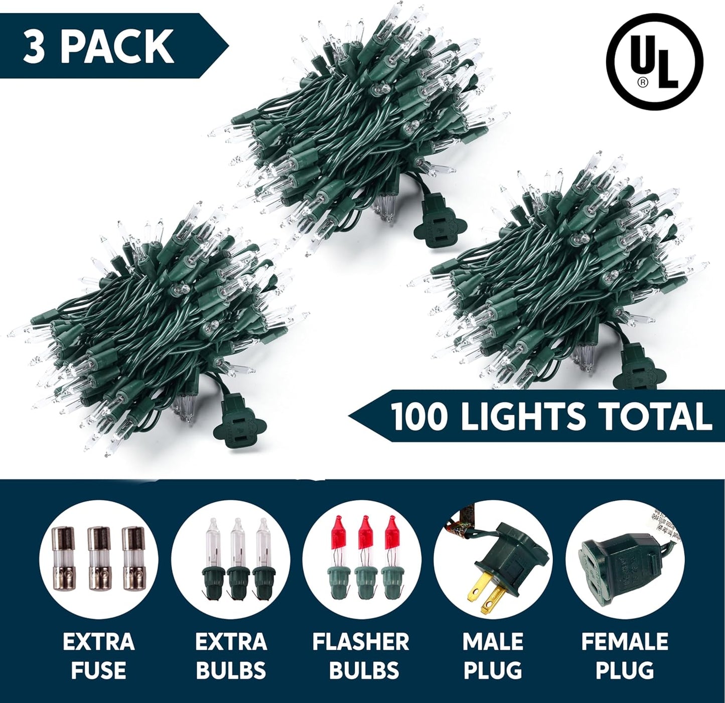 Joiedomi Mini Fairy Lights for Living Room – 300 Warm White Incandescent Bulbs on Green Wire for Christmas Tree, Mantel Garland, and Year-Round Ambient Decor