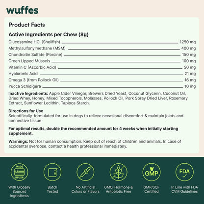 Joint Care Chews for Giant Breeds – Morning Routine Supplement for Stiff Senior Dogs
