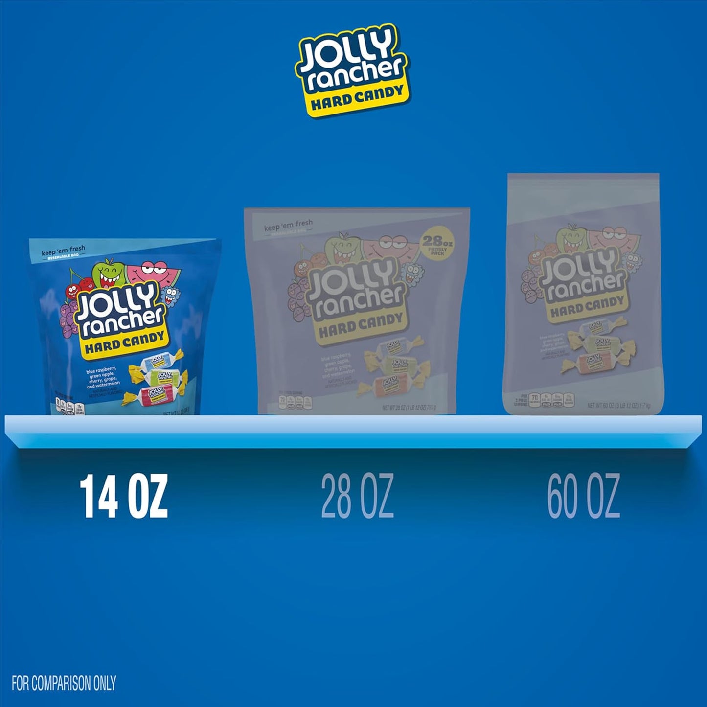 JOLLY RANCHER Individually Wrapped Hard Candy, Non-Melting Road Trip and Hiking Backpack Snack, 14 oz