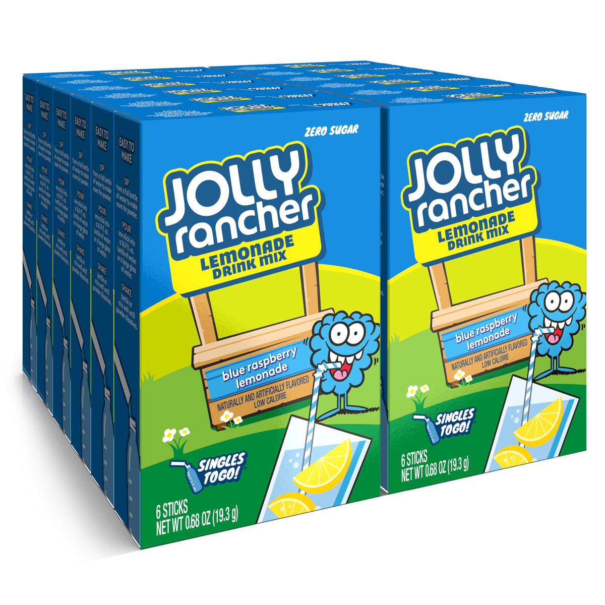 Jolly Rancher Rancher Singles To Go Water Drink Mix, Blue Raspberry Lemonade, 12 Boxes With 6 Packets Each, 72 Total Servings