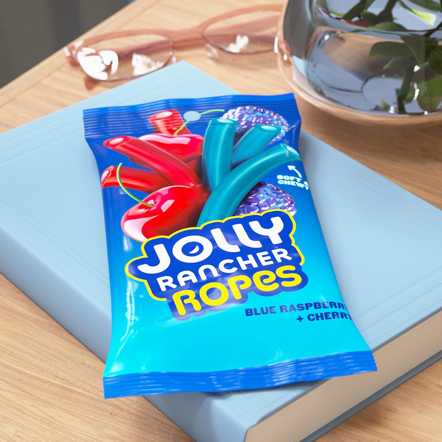 JOLLY RANCHER Ropes Blue Raspberry and Cherry Flavored Candy Gift Bag, 6 oz Holiday and Birthday Present