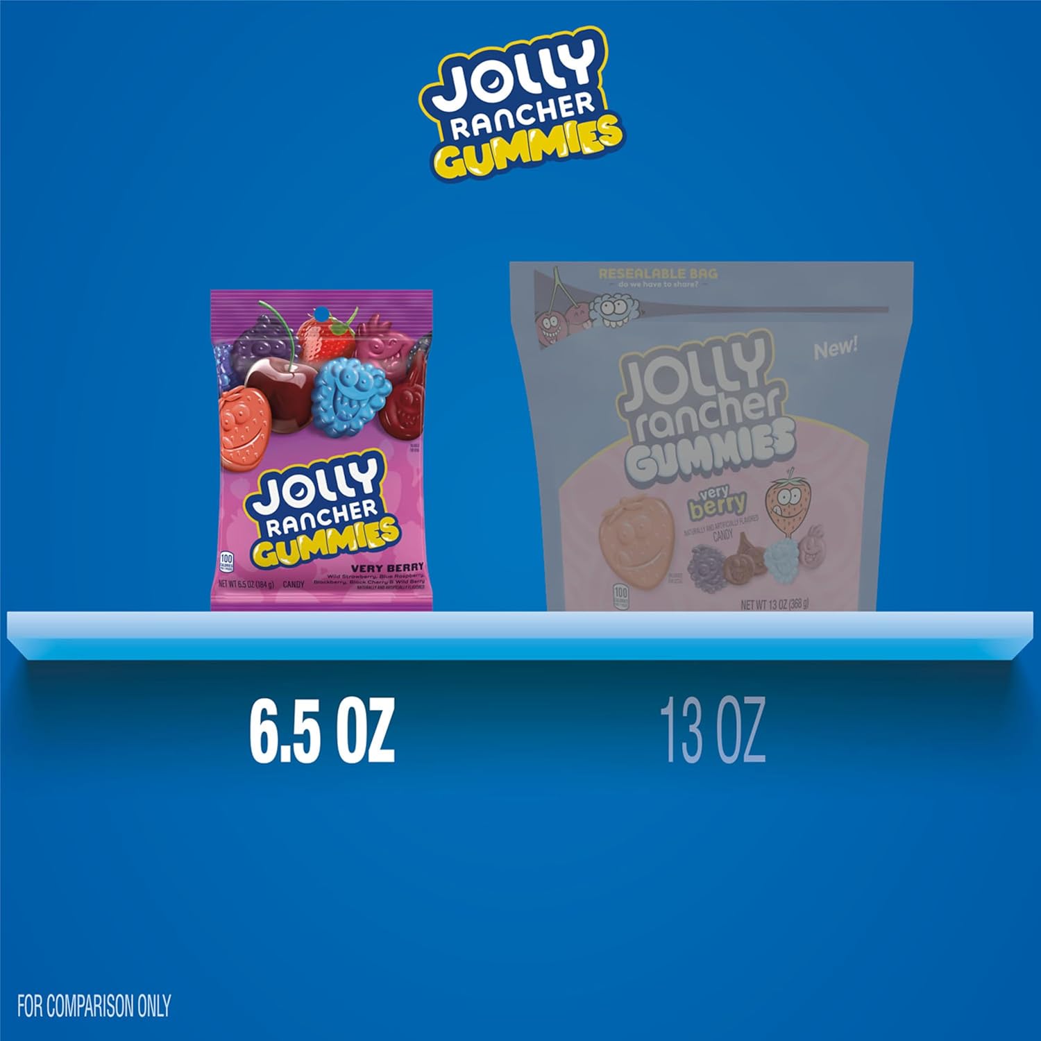 JOLLY RANCHER Very Berry Gummies – Office Breakroom Snack and Shared Desk Drawer Candy, 6.5 oz