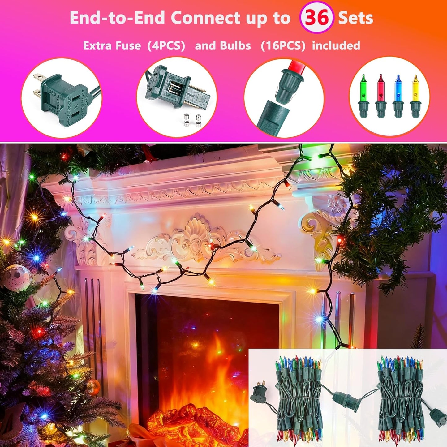 Joomer LED Christmas Lights – Kid and Pet Friendly String Lights for Kids Bedroom and Playroom Christmas Decor
