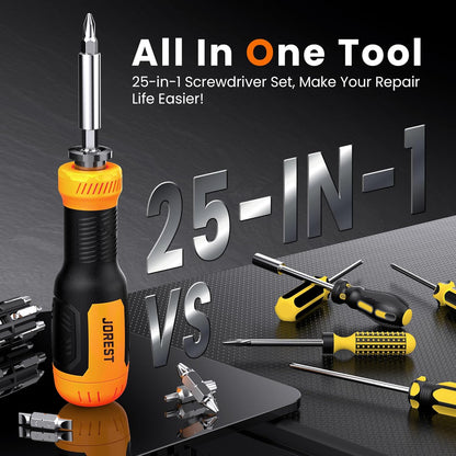 Jorest 25-in-1 Magnetic Screwdriver – Portable Car Trunk and Roadside Emergency Tool for Travelers and Drivers