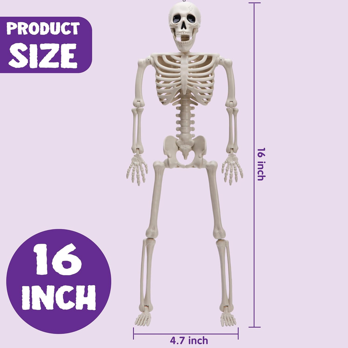 JOYIN 5-Pack Posable Halloween Skeletons – 16 Inch Weatherproof Resin Bones for Front Yard, Patio, and Campsite Halloween Displays