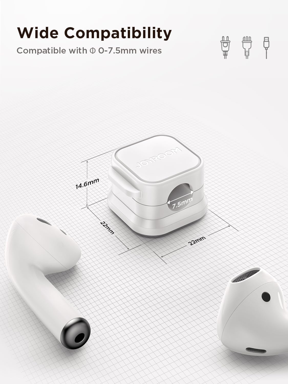 JOYROOM Adhesive Cord Organizer for Office Workspace, One-Hand Cable Clip for Focus and Productivity