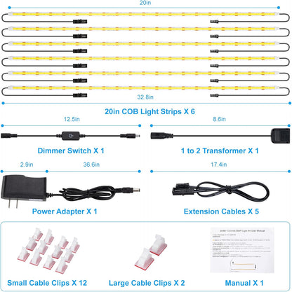 JUSJUBR LED Shelf Lights, Thoughtful Housewarming Gift for Home Decorators, Dimmable Cabinet Strip Lights