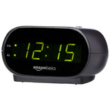 Amazon Basics Compact LED Alarm Clock with Nightlight – Flameless Bedside Light for Elderly Parent's Room