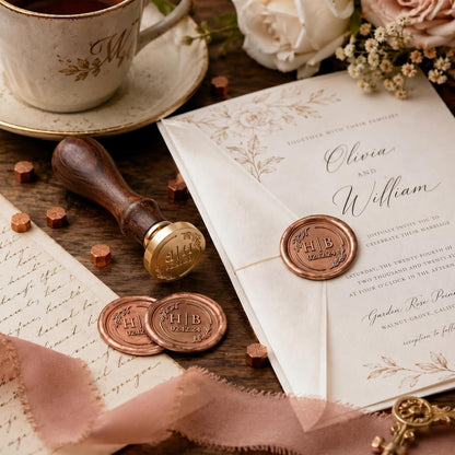 KAINSY Bespoke Brass Wax Seal Stamp – Refined Personalized Embellishment for Couture Packaging and Announcements