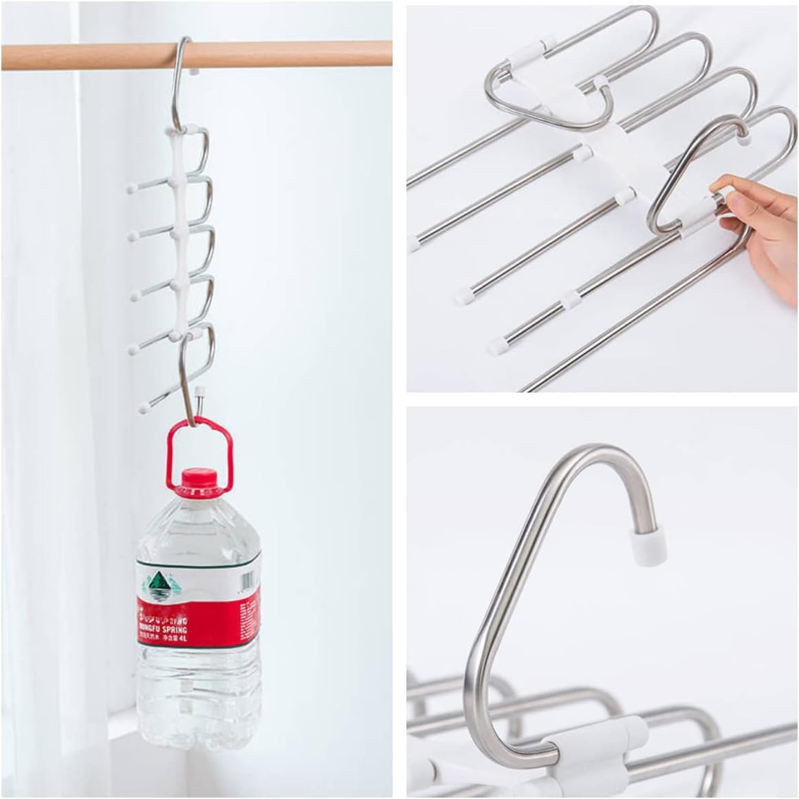 Kalimdor Pants Hangers — 5-Tier Cascading Closet Organizer for Intentional Wardrobes, Stainless Steel Minimalist Design