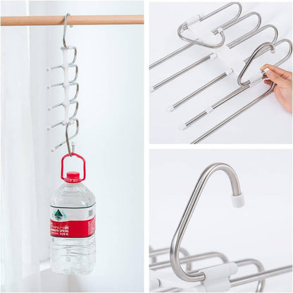 Kalimdor Pants Hangers — 5-Tier Cascading Closet Organizer for Intentional Wardrobes, Stainless Steel Minimalist Design