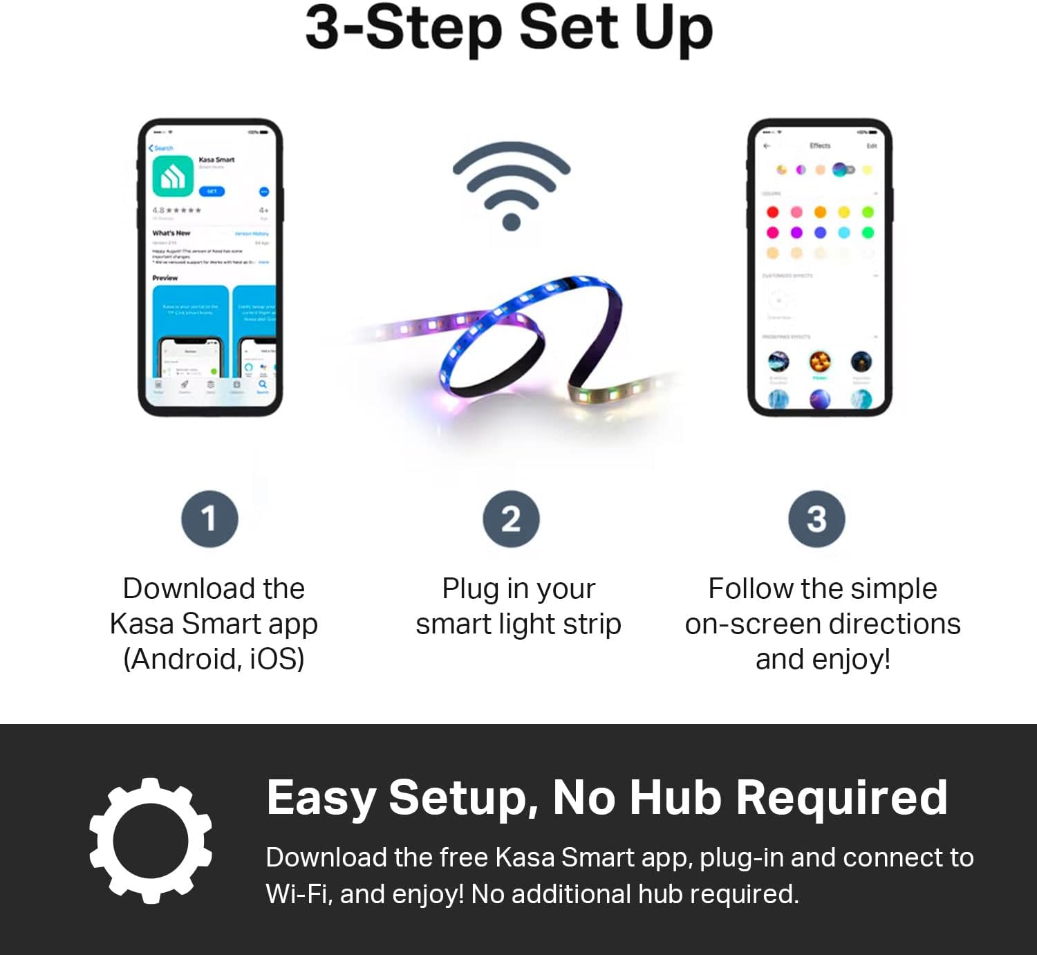Kasa Smart LED Light Strip 50 Zones RGBIC – Birthday Gift for Her, 16.4ft Wi-Fi RGB Strip with Alexa for Cozy Home