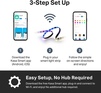 Kasa Smart LED Light Strip 50 Zones RGBIC – Birthday Gift for Her, 16.4ft Wi-Fi RGB Strip with Alexa for Cozy Home