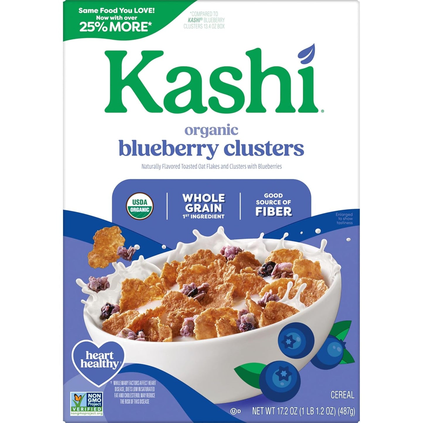 Kashi Blueberry Clusters Cereal – Single-Box Whole Grain Cereal for Clutter-Free Pantry Breakfasts